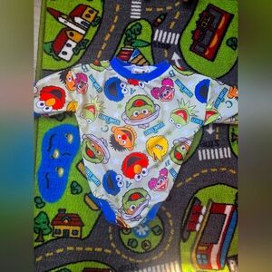 Custom handmade 0-3mo sesame st onesie long sleeve